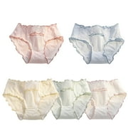 Quaouag Teen Cotton Underwear Full 5pc Coverage Panties Soft Stretch Ladies Breathable Briefs